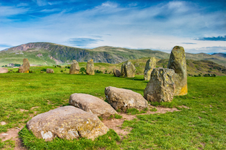 Castlerigg stone circle with fells in the background