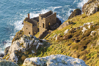 View down onto the engine houses at Botallack